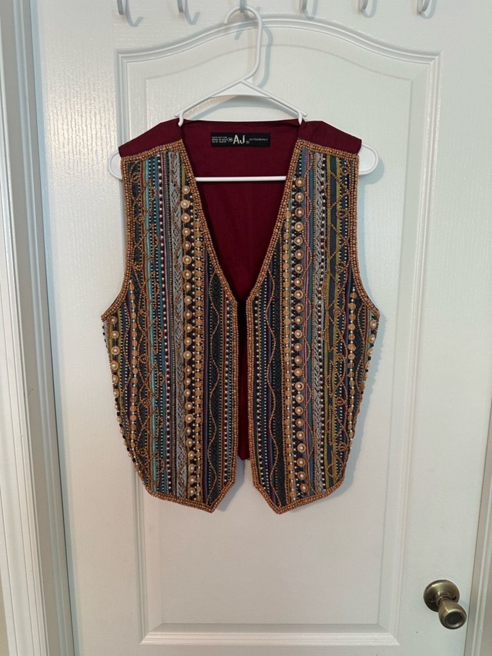 Vintage AJ Brocade Beaded Vest